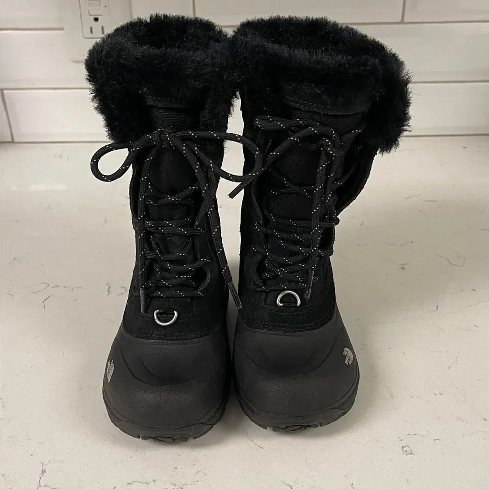The North Face Kids' Shellista Lace Waterproof Black Fur-Lined Boots Size 11